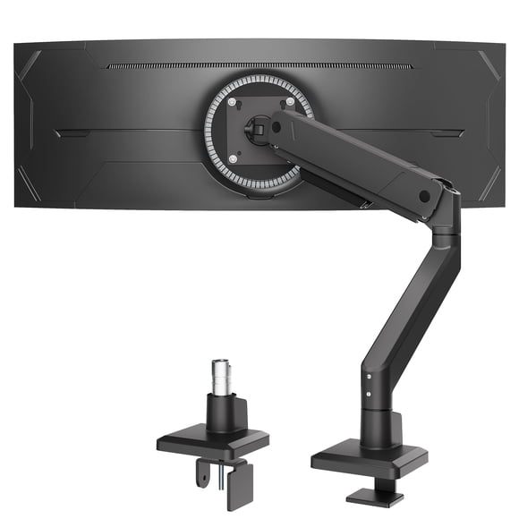 monTEK Single Monitor Arm for Max 45 Inch Ultrawide Screens Adjustable Monitor Desk Mount Holds 35 Lbs Cable Management with Clamp/Grommet Desk Mount