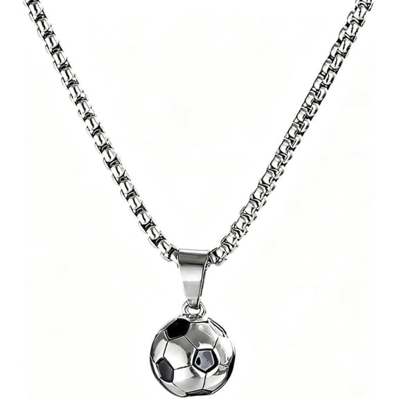 Zephyriana 3D Soccer Ball Shaped Pendant Necklace Stylish Stainless Steel Daily Wear Ornament for Men and Women