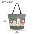 thumbnail image 5 of FORMRS Womens Canvas Tote Bag with Zipper Inner Pocket Shoulder Handbag, Gray Snowmen, 5 of 7