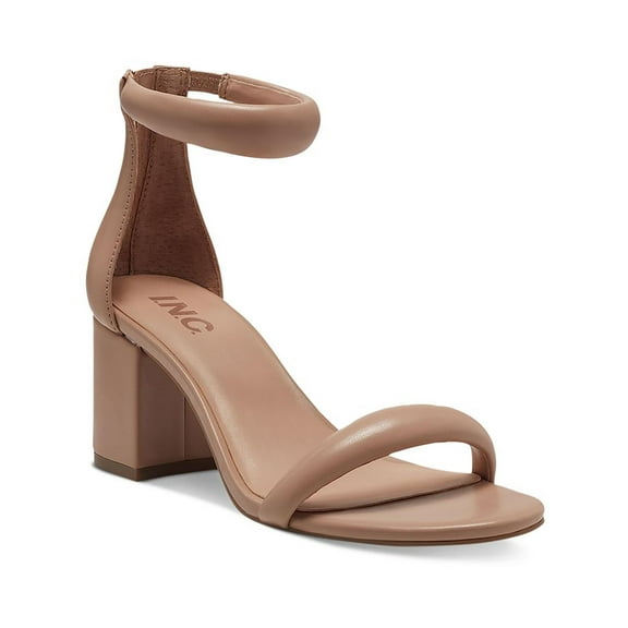 INC Womens Sassia Faux Leather Ankle Strap Block Heels