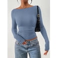 thumbnail image 3 of Remera PRETTYGARDEN 2025 Crop Top de Manga Larga Fruncido Azul Gris Talle M, 3 of 8
