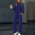 thumbnail image 2 of Sweatsuits Women 2 Piece Outfit, Prolriy Fall Outfits 2025 Wide Leg Pant Matching Sets Womens Clothing Lounge Sets for Women Dark Blue M, 2 of 8