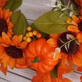 thumbnail image 3 of  Simulation Sunflower Maple Leaf Wreath Thanksgiving Halloween Garland Home Decorations for Front Doors Windows Pillars, 3 of 8