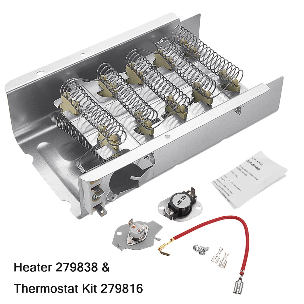 279838 Dryer Heating Element 279816 3392519 Thermal Fuse Cutoff Kit 3403585