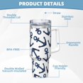 thumbnail image 5 of Vsdgher Navy Blue Anchors Pattern 40 oz Tumbler with Handle and Straw Lid | Insulated Cup Reusable Stainless Steel Water Bottle Travel Mug | Gifts for Women Men Him Her, 5 of 8