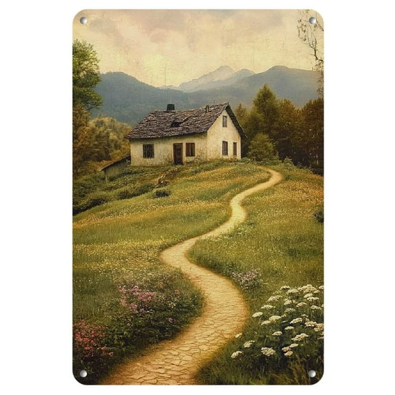 Vintage Farmhouse Scenery Metal Wall Art - 8X12 Inch Auminum Engraved Sign, Suitable for Indoor/Outdoor Decoration, Perfect for Homes, Bars, Cafes, Or Garages.