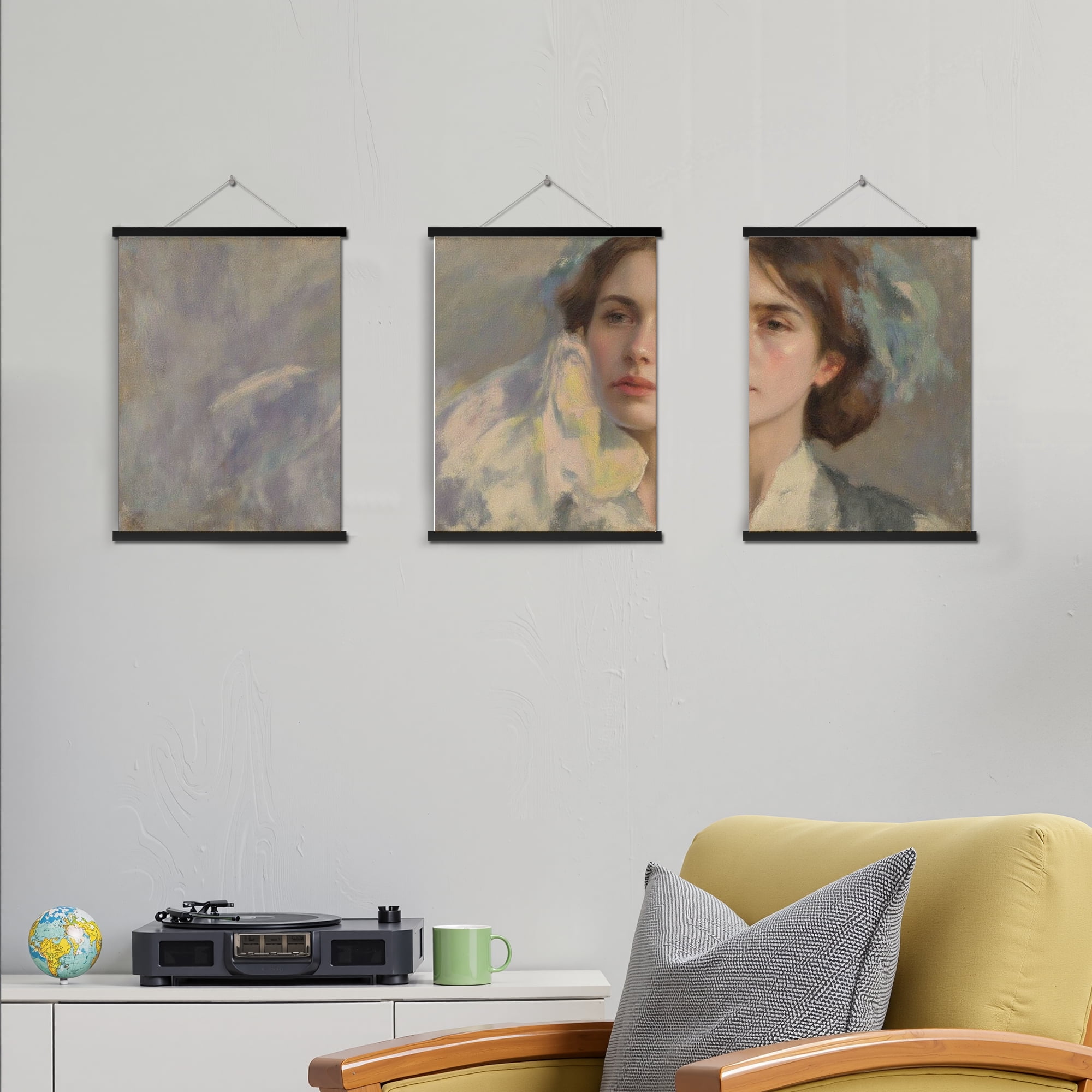 MAYEERTY Modern Abstract Wall Art Painting, Living Room Decor, Black Hanging Rod Frame, 23.6"x15.8"