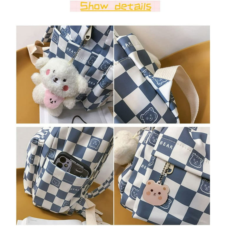  MININAI Cute Checkered Backpack Fit 15.6 Inch Laptop  Checkerboard Light Academia Aesthetic Kawaii Preppy Y2k Backpack (Blue,One  Size) : Electronics