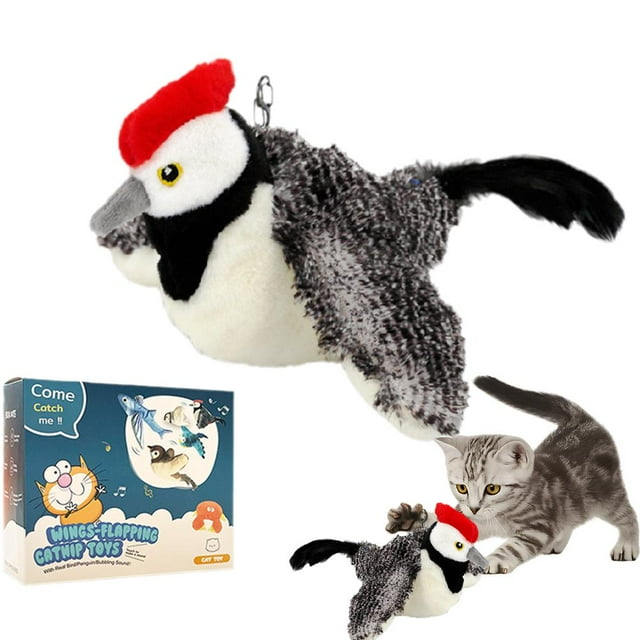 Cat Toy, 2026 Upgrade Interactive Chirping Bird with Flapping Wings, Automatic Moving Simulation Birds Interactive Cats Toys