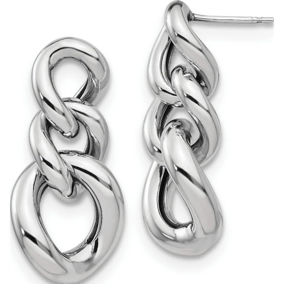Sterling Silver Jbsp's Polished Post Dangle Earrings (31.67 X 14.17) Made In Italy qle1247