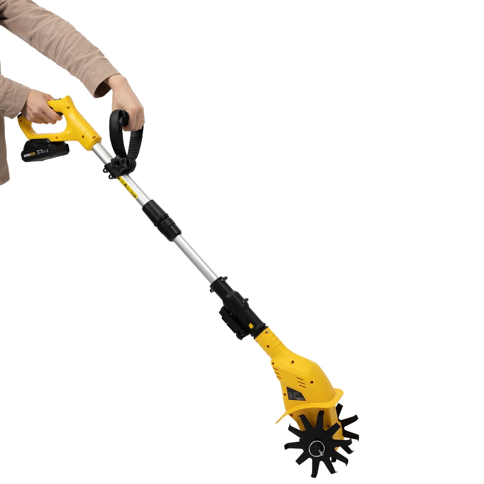 20V Yellow Hand-held Cultivator Tiller Garden Yard Battery Powered Cordless Cultivator for Farms