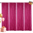 thumbnail image 1 of Cortina con fondo de lentejuelas Hahuho, color fucsia, 2,4 m x 0,6 m, 4 paneles, 1 of 7