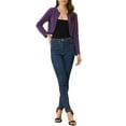 thumbnail image 2 of INSPIRE CHIC Boléro Ouvert pour Femme, Ourlet Arrondi, Cardigan Court, Violet Foncé, TP, 2 of 5