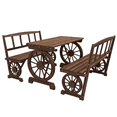 thumbnail image 1 of Outsunny Ensemble de Salle à Manger d'Extérieur 3 Pcs avec Roues de Chariot pour 4 Personnes, 1 of 10