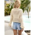 thumbnail image 4 of BeautyIn Knitted Bikini Beach Sunblock Shirt Draw Rope Short Plus Size Smock Woman, 4 of 6