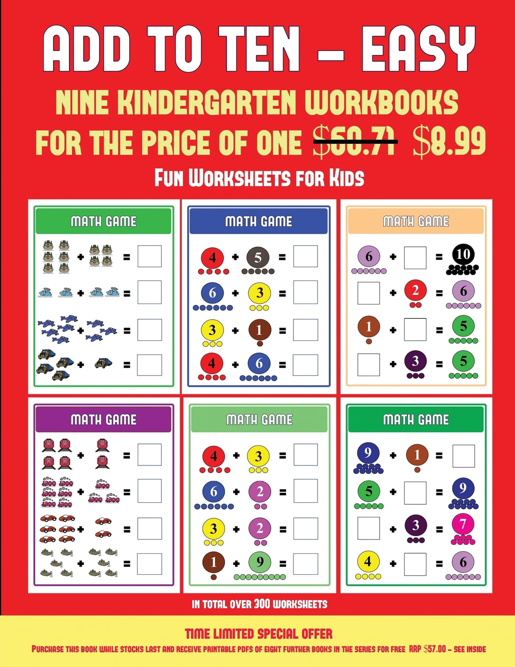 Fun Worksheets for Kids: Fun Worksheets for Kids (Add to Ten - Easy