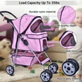 thumbnail image 7 of 4 Wheel Pet Stroller Dog Stroller Dog Carriers for Small Dogs with Cup Holder, Pink, 7 of 7