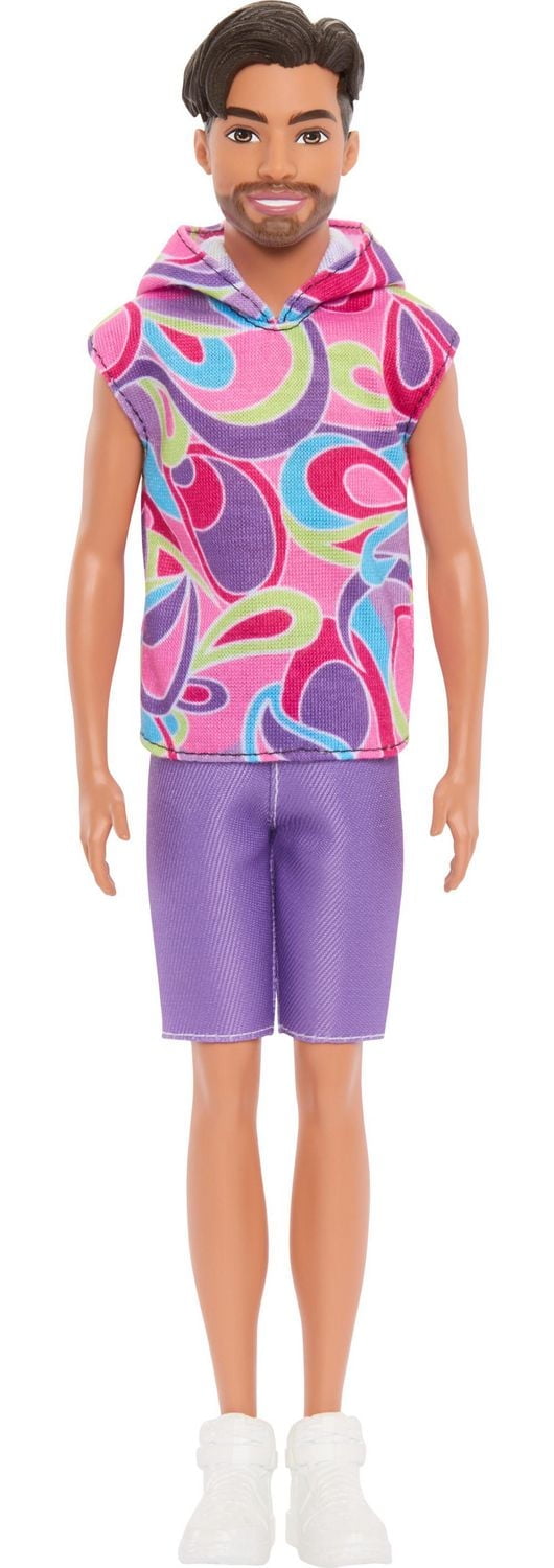 Barbie Fashionistas Ken Doll #227, Brunette Fashion Doll with Totally Hair-Inspired Look, 65th Anniversary