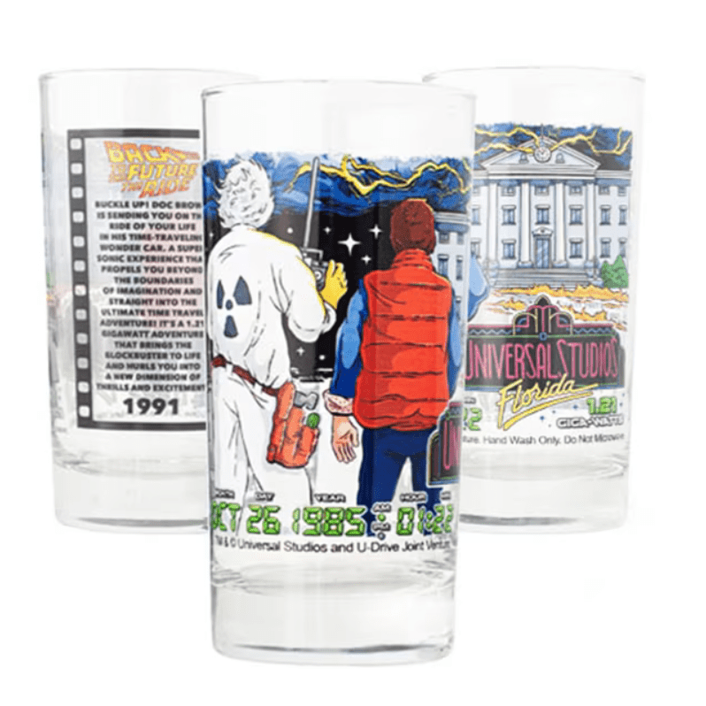 Universal Studios Retro Back To The Future Collectible Glass New
