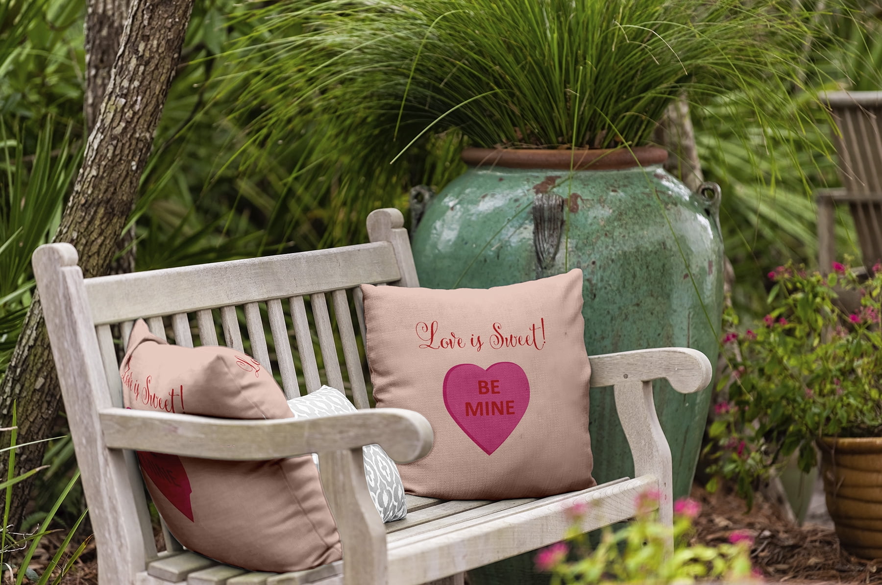 20" x 20" Simply Daisy Love Is Sweet Polyester Indoor/Outdoor Pillow, Sunwashed Brick Qty 1