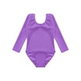 thumbnail image 3 of Yruioon Kids Girls Ballet Dance Leotard Long Sleeve Fleece-Lined Bodysuit Costume Gymnastic Yoga Purple 180, 3 of 7