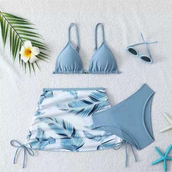Tween Girls Swim Suit Girls' 3 Piece Set with Beach Skirt Summer Cute Swimsuits Toddler Bathing Suit for Teens 10-11 Years