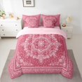 thumbnail image 2 of Manfei bohemian Flowers 7-Piece Twin Bedding Sets,Victorian Baroque Damask Bedding Comforter Set,Pink White Sheet Sets For Girls Kids,Luxury Bedroom Decor Reversible, 2 of 8