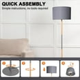 thumbnail image 4 of Modern Floor Lamp with 8W LED Bulb - Foot Switch & Fabric Shade - Tall Metal Stand for Living Room, Bedroom, Office - Gray Finish, 4 of 15