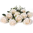 thumbnail image 3 of MAMOWEAR 10 Pack Artificial Rose Flower Fake Silk Roses with Stem Flowers Bouquet Wedding Party Home Decor (White), 3 of 6