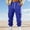 Blue, variant on men's summer cropped casual pants, versatile elastic waist lightweight trousers for beach trips and walks Red XXL