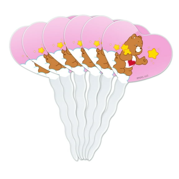 Care Bears Tenderheart Bear Heart Love Cupcake Picks Toppers Decoration Set of 6