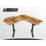 FEZIBO Dual Motor L-Shaped Electric Standing Desk, Height Adjustable Desk, Home Office L Shape Stand Up Desk with Splice Board, Rustic Brown Finish, 48