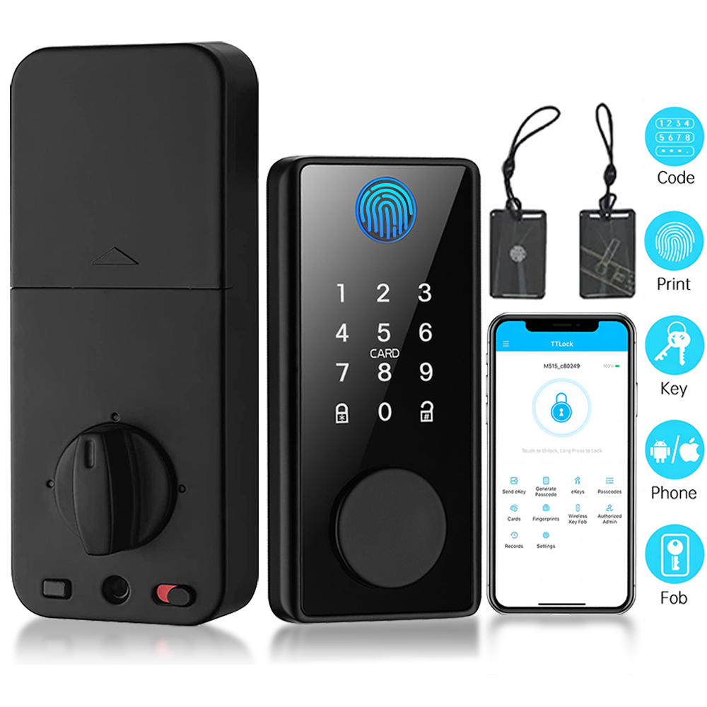 Smart Lock Deadbolt, GIUGT Smart Door Lock, 5 in1 Fingerprint Keyless Door Lock, Smart Bluetooth