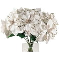 thumbnail image 3 of 3PC 33" White Poinsettia – Artificial Holiday Décor Flower, Christmas Faux Plant for Home, Wreaths & Centerpieces, 3 of 4