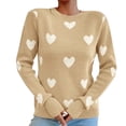 thumbnail image 1 of Suéter de punto con patrón de cabeza de Papá Noel Gibobby para mujer y niña Beige L, 1 of 4