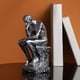thumbnail image 3 of Imagen de pensador de resina, escultura de pensador, figura decorativa, adorno masculino pensante. Plata, 3 of 8