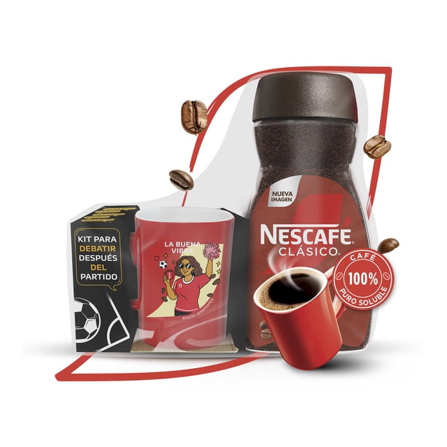 Café soluble Nescafé clásico 200 g + taza roja colección futbolera