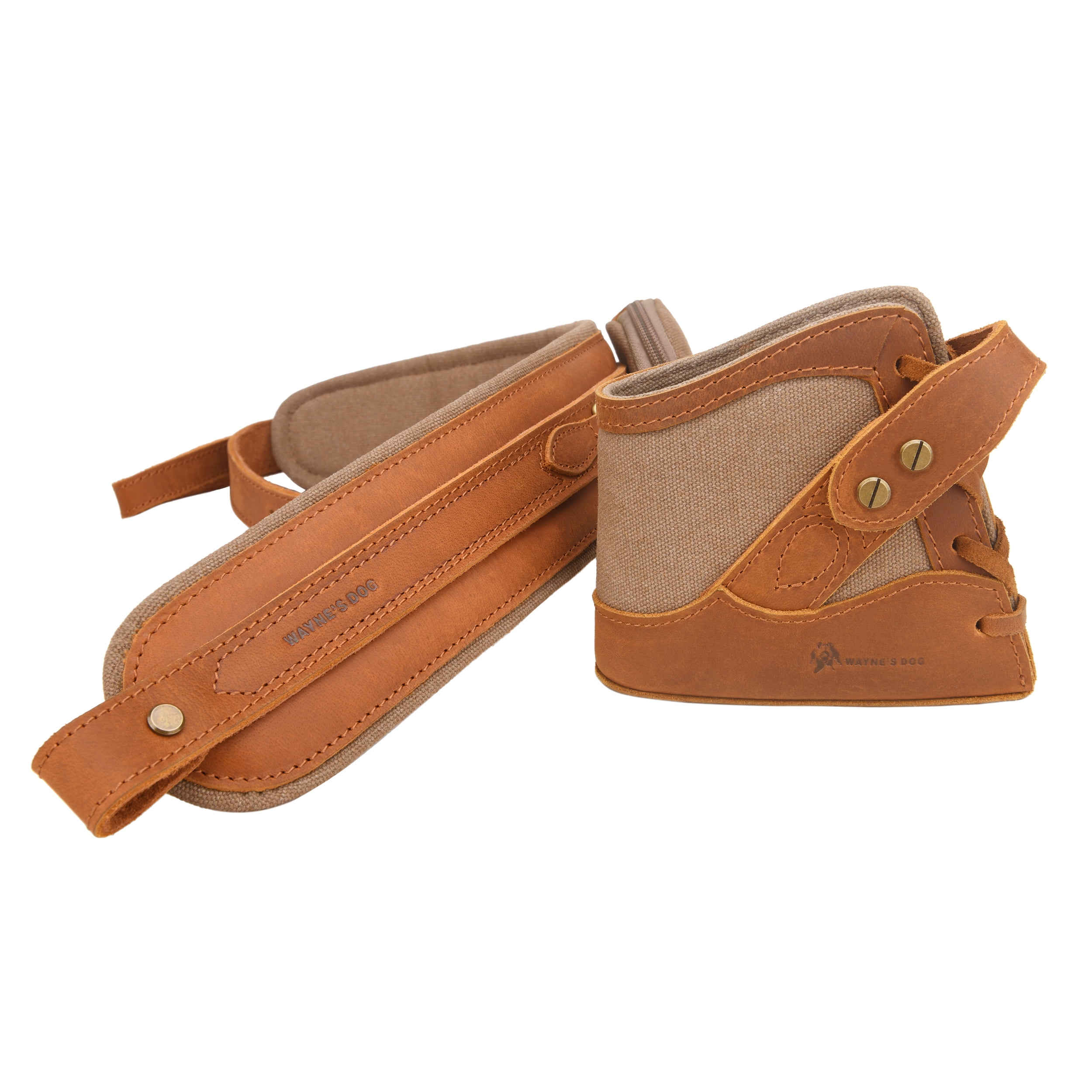 WAYNE'S DOG Vintage Canvas Leather Rifle Recoil Pad Buttstock with Gun Shoulder Sling Strap