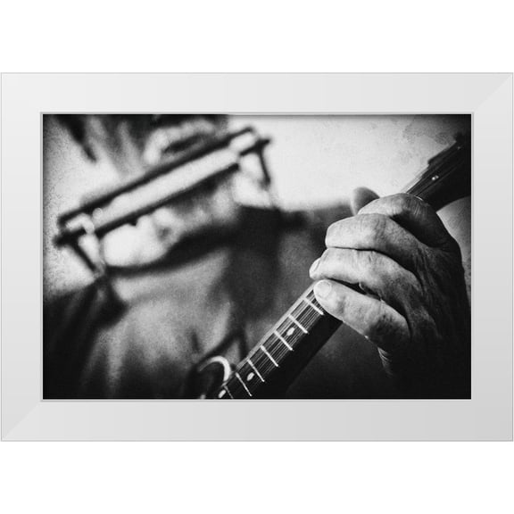 Schleicher-Schwarz, Roswitha 14x11 White Modern Wood Framed Museum Art Print Titled - Wolf with mandolin and harmonica