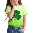thumbnail image 2 of T-Shirt Imprimé de la Saint-Patrick pour Enfants, Col Rond à Manches Courtes, 95 % Polyester 5 % Élasthanne, Tissu Doux et Respirant, Tenue Décontractée pour Garçons et Filles de 3 à 14 Ans, 2 of 9