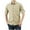 Khaki, variant on Mens Shirts Button Down Casual Work Blouses with Zipper Pocket Rolled Long Sleeve Woven Shirt Top Solid Color (XL, Khaki)