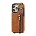 thumbnail image 6 of Allytechgroup Stylish iPhone 15 Pro Wallet Case, Secure Phone Case for Apple iPhone 15 Pro, Multi-functional and Durable, Ring Holder Hand Wrist Stand Shockproof Case for Women Men, Brown, 6 of 7