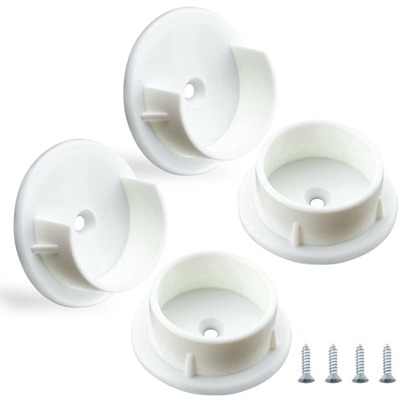 WellMade White Closet Rod Holder, 1-3/8 in. Plastic Wall Mount Bracket with Screws for Wardrobe and Closet, 2 set