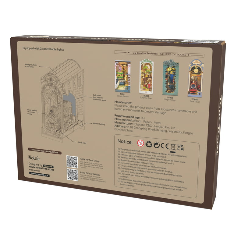  Rolife DIY Book Nook Kit 3D Wooden Puzzle, Bookshelf