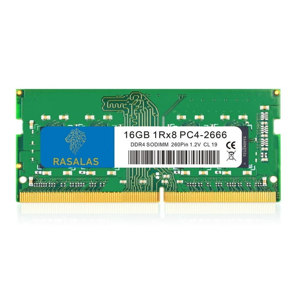 RASALAS 16GB DDR4 2666MHz (DDR4-2666) PC4-21300 ((PC4-2666V) Non-ECC Unbuffered 1.2V CL19 1Rx8 1X16GB Single Rank 260 Pin Laptop RAM Upgrade