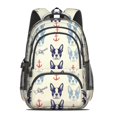 thumbnail image 2 of French Bulldog and Anchor Cream Pattern Backpack for School, Cute School Bag with Adjustable Shoulder Straps and Padded Back, 16.9"x12.6"x5.9", 2 of 5