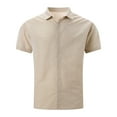 thumbnail image 4 of SSAAVKUY Men's Button Down Shirts Short Sleeve Casual Summer Beach Shirts Vacation Wedding Shirts Solid Collared Linen Shirts Khaki XXXL, 4 of 6