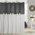 thumbnail image 6 of Shower Curtain - Pleated Black Stripe - Cotton Woven and Cotton Blend Fabric - 72x72 in - Country Style - Bowknot, 6 of 11