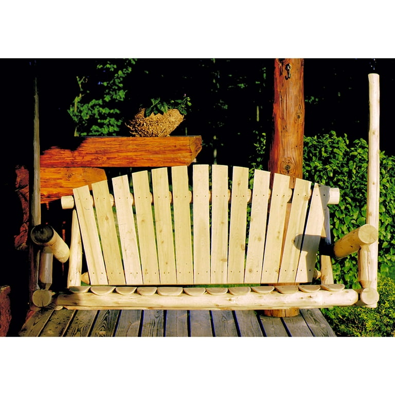 Lakeland Mills Ft Rustic Cedar Wood Log Outdoor Porch Swing