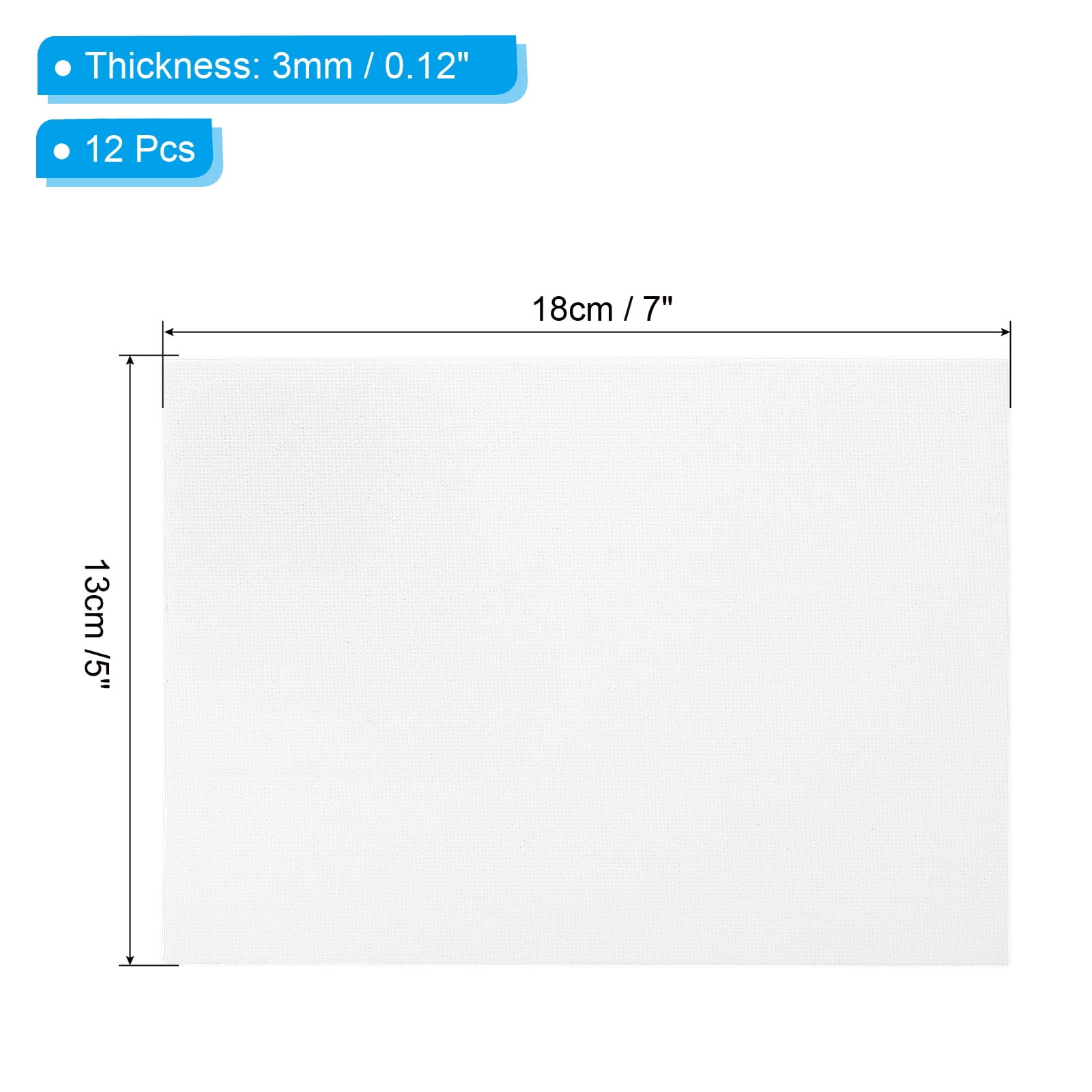 5x7" Canvas Boards for Painting, 12 Pack 100% Cotton Square Triple Primed Stretched Blank Art Canvas Panel Bulk Thin for Acrylic, Oil, Tempera Paints, White